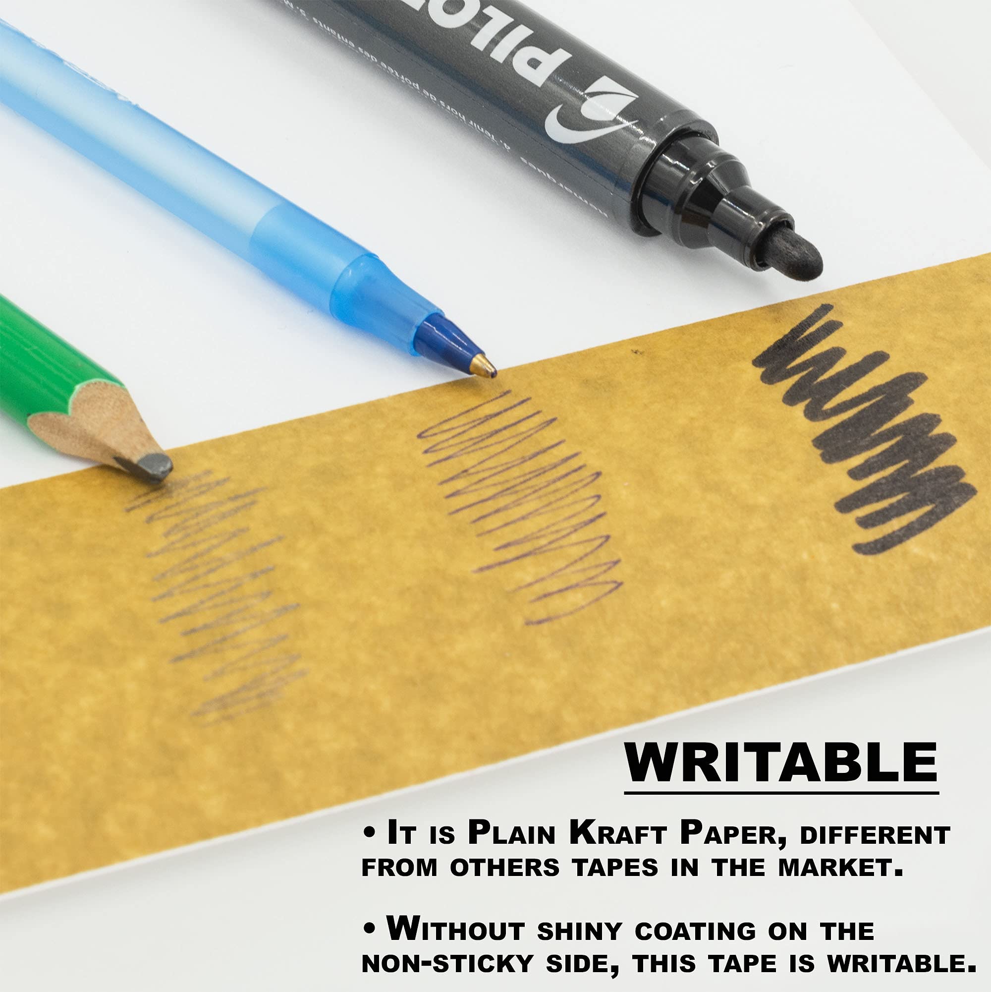 NATEE® Nastro adesivo in carta kraft, completamente riciclabile, resistente, ecologico, per imballaggi e scatole, carta marrone per traslochi, 50 m x 50 mm (6)
