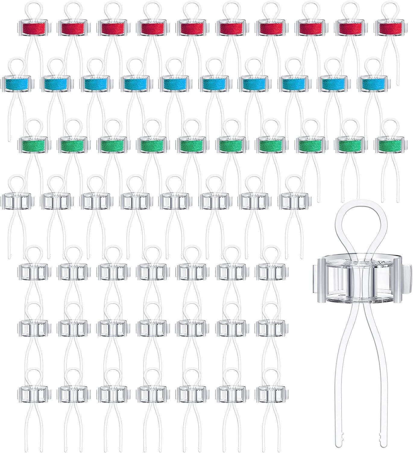 Jexine 180 Pack Bobbin Thread Holder Set Includes Sewing Bobbin, Clips, Thread Holders Sewing Machine Accessories for Spool Organizing (Clear)