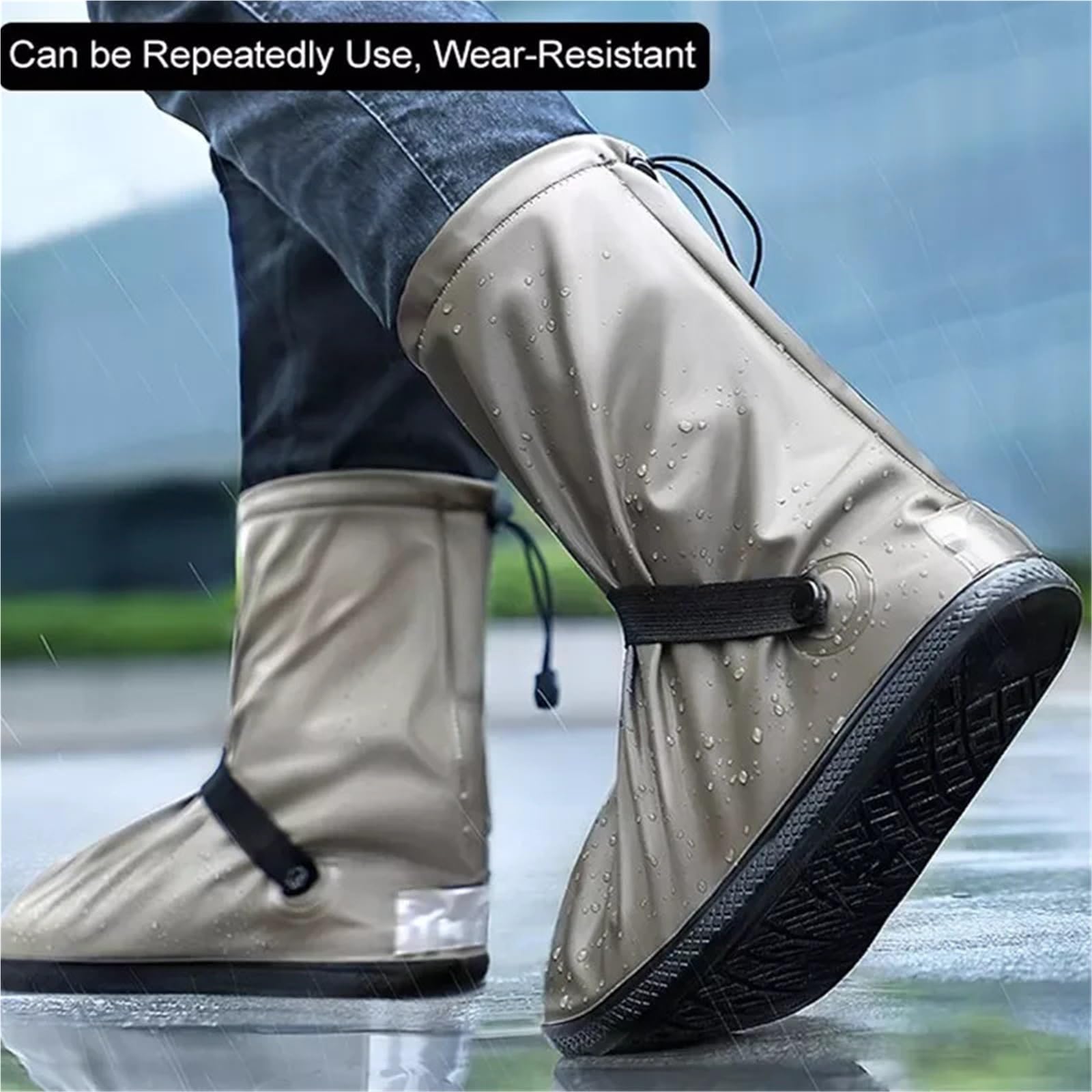 Funda Impermeable for Zapatos de Lluvia, Reutilizable, for Motocicleta, Ciclismo, Bicicleta, Botas de Lluvia de Silicona, a Prueba de Lluvia para Días de Lluvia y Nieve(Coffee,M)