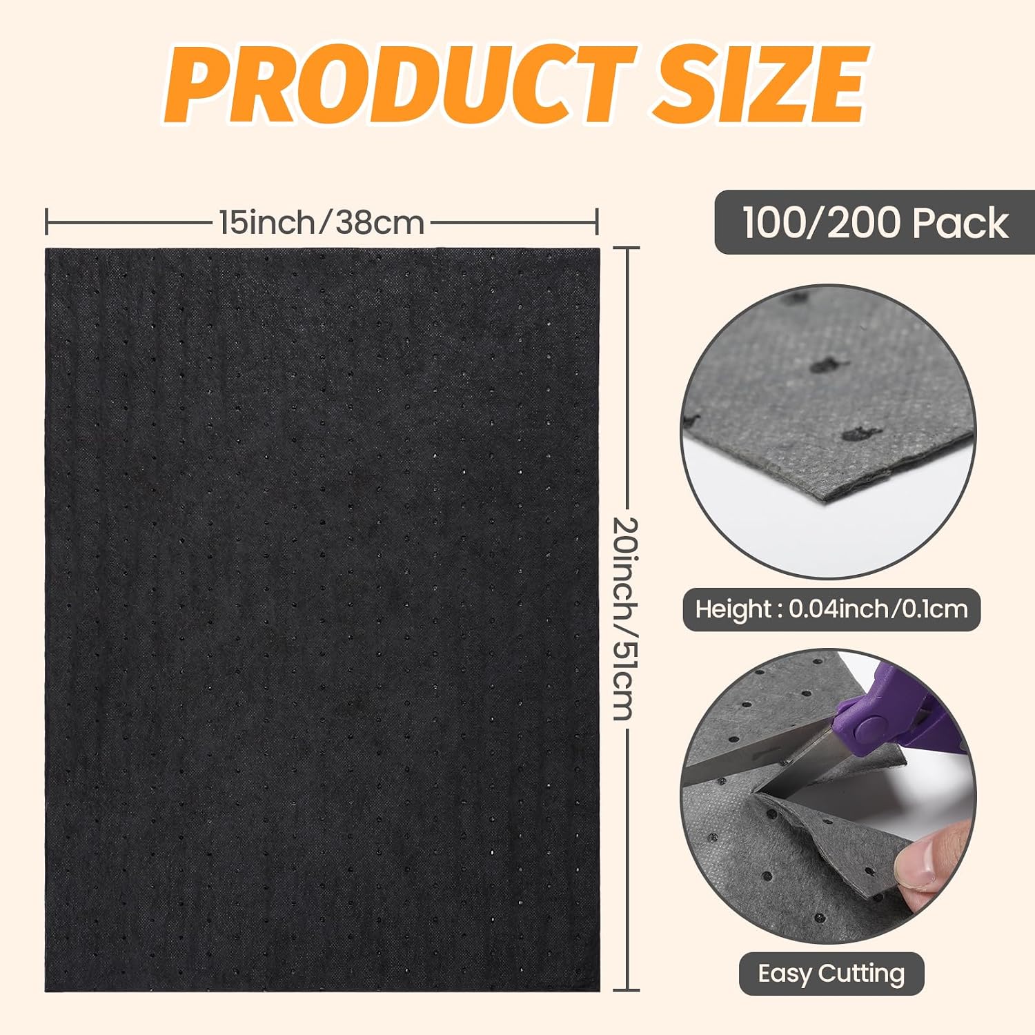 200 Pcs Oil Absorbent Pads, 15" x 20" Heavy Dimpled Garage Absorbing Mat