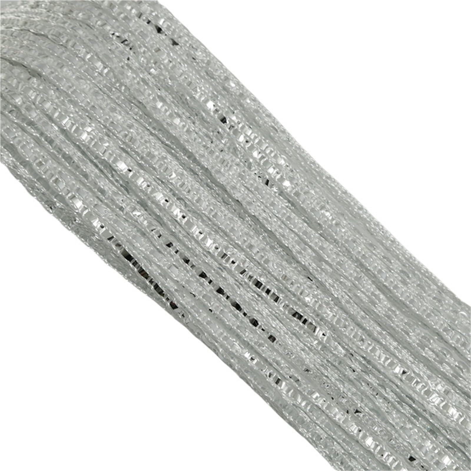 DFGBAPKBL beaded door curtain 1 Piece Silver Thread Glitter Rope Curtain Bead Decoration Room, Partition Beads Tassel Polyester Fabric For Living(White)