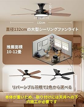 Taloya シーリングファン 132cm 黒 Taloya シーリングファン 132cm 黒 Amazon.co.jp : 【節電-5年