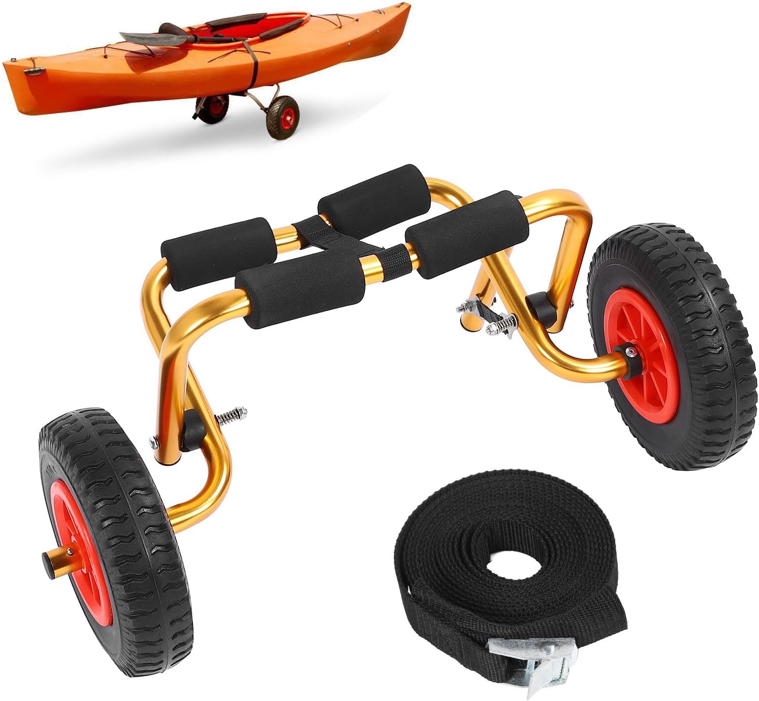 Kayak Cart, Kayak Canoe Boat Carrier Dolly Trailer Tote Trolley Transport Cart, Foldable Canoes Wheels for Carrying Kayaks, Boats, Paddleboards, Mats Kayak Cart, Kayak Canoe Boat Carrier Dolly Trailer Tote Trolley Transport Cart, Foldable Canoes Wheels for Carrying Kayaks, Boats, Paddleboards, Mats