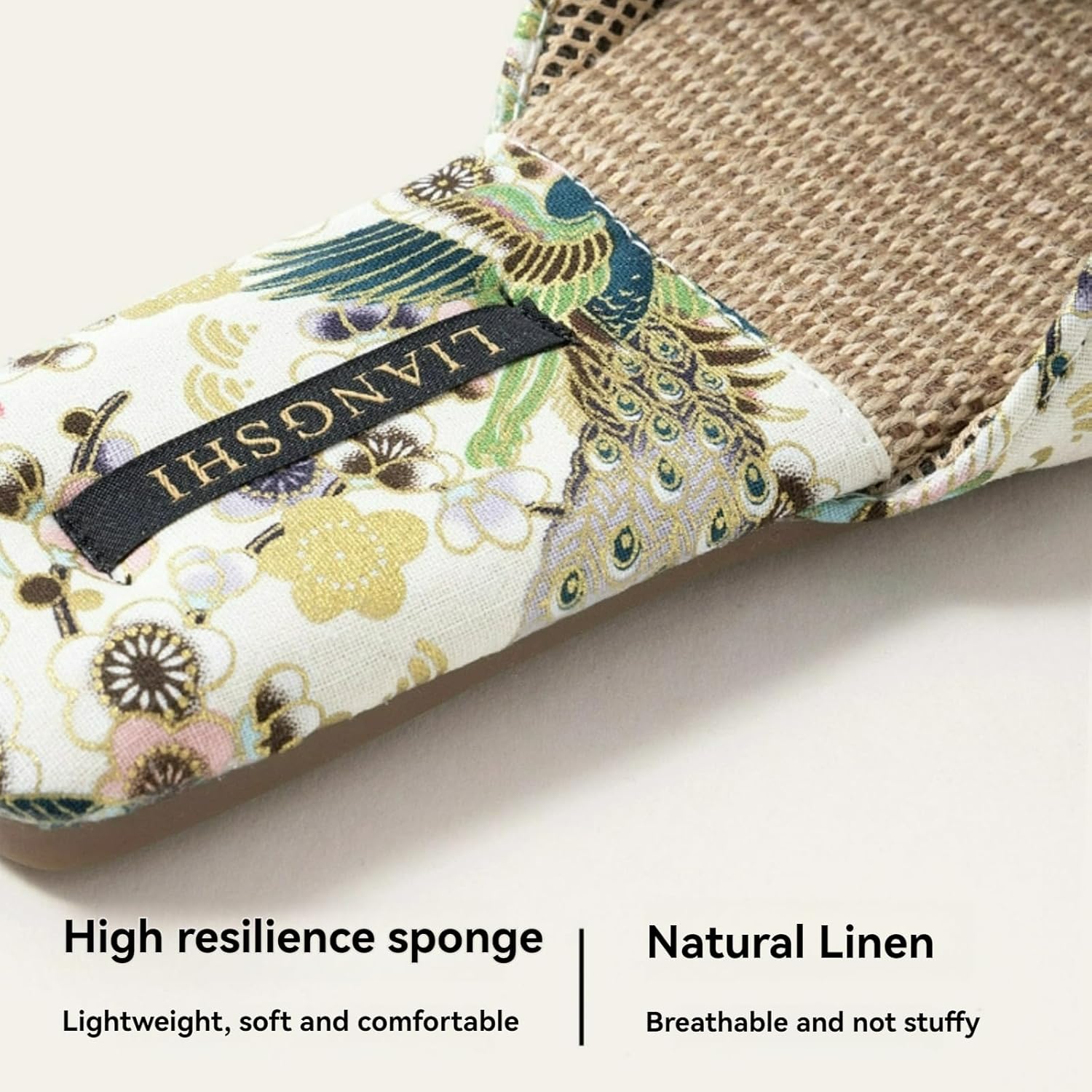 Retro Embroidered Slippers for Women Single Strap Slides Linen Upper Soft TPR Anti-Slip Soles Indoor Slippers