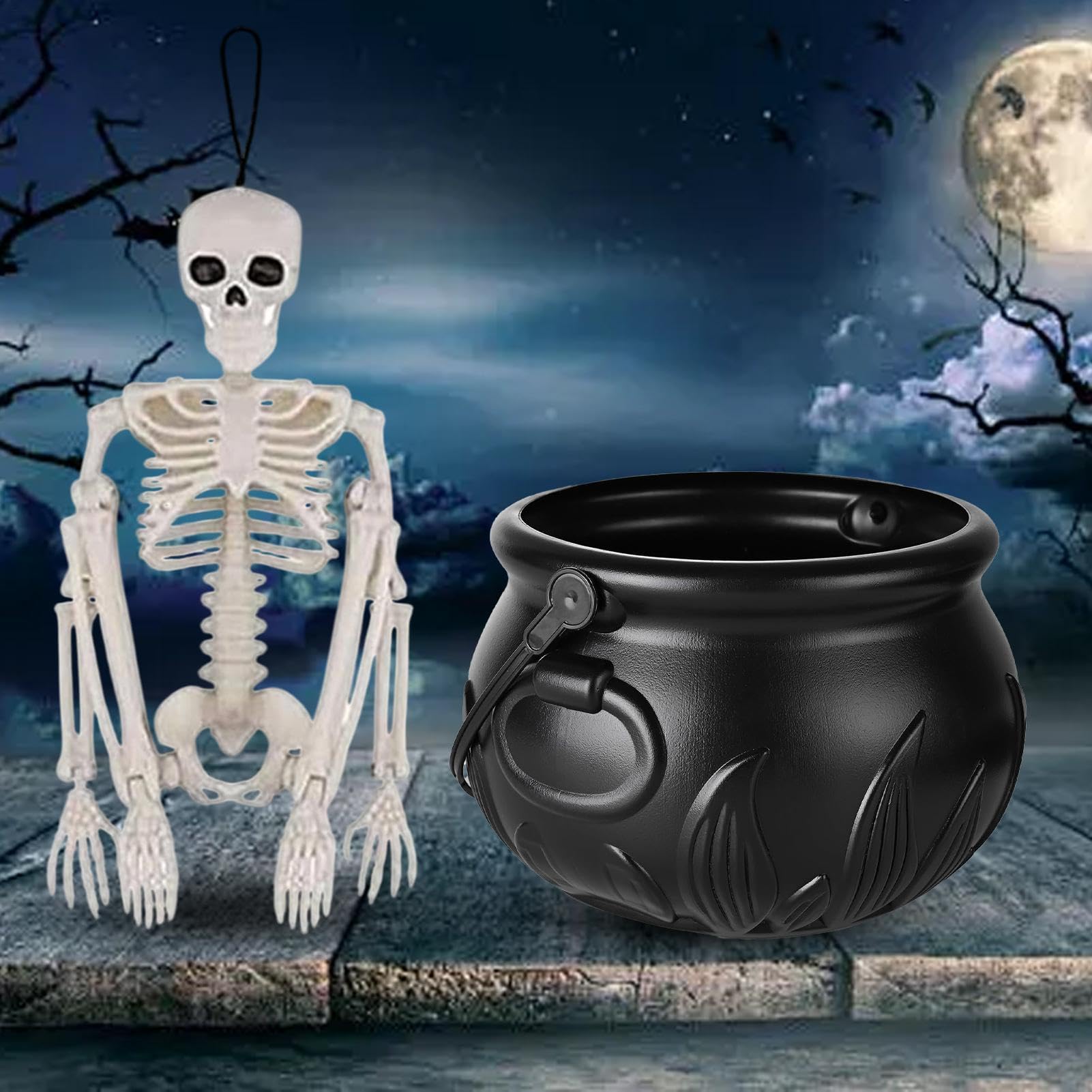 Duży Kocioł Halloween Straszny Vintage Dekoracyjna Butelka