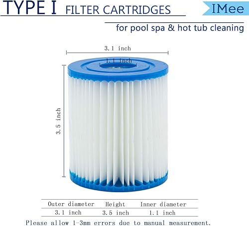 Miniatura 5 de IMee Cartucho de filtro de piscina tipo I, reemplazo del cartucho de filtro de spa de piscina tipo 1, cartucho de bomba de filtro de spa, cartucho