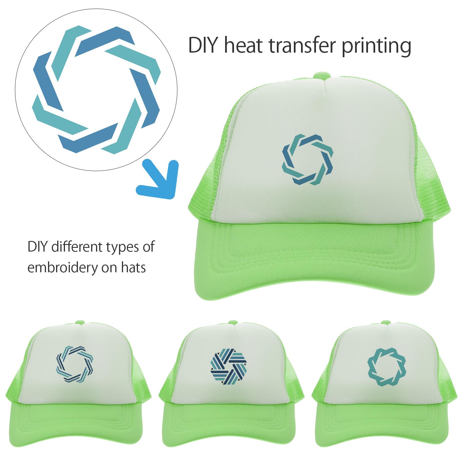 Gorra de Béisbol de Malla en Blanco 10 Unidades, Poliéster Verde