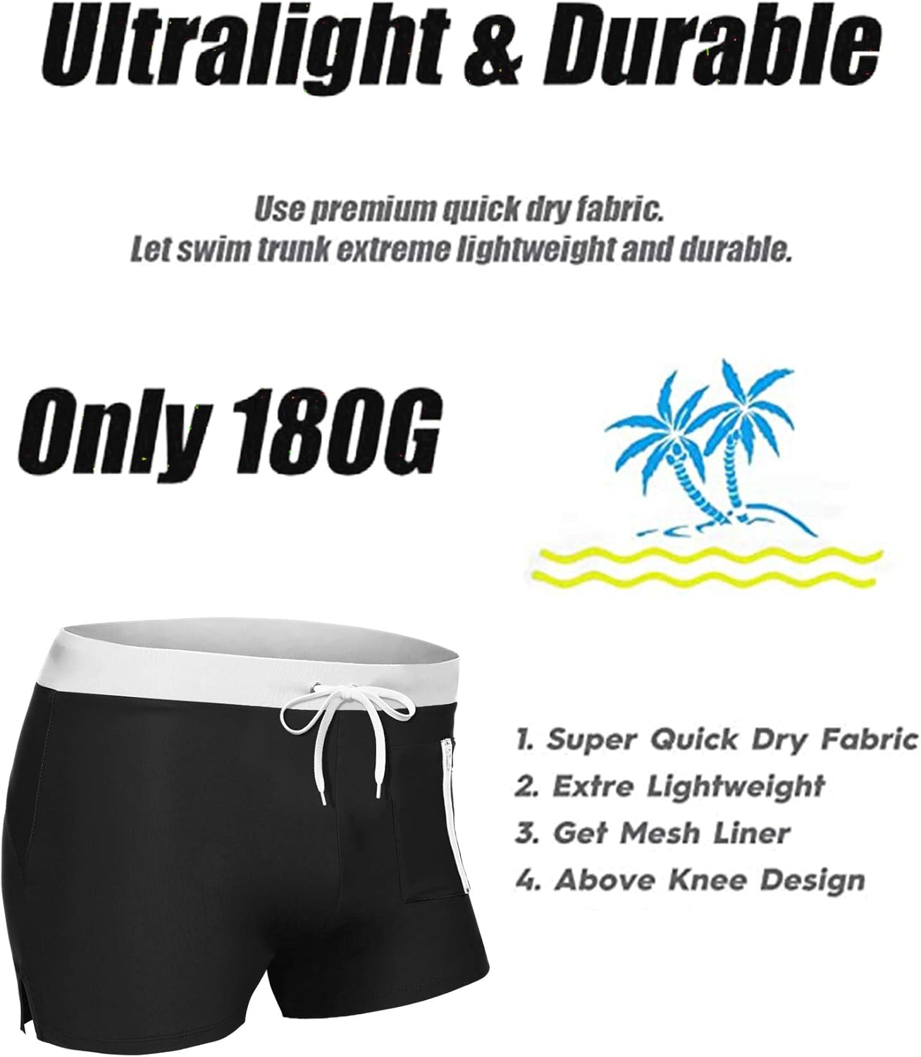 COOFANDY Mens Swim Trunks Swimwear Bathing Suit Swim Brief Square Leg Board Short S-3XL - Image 5