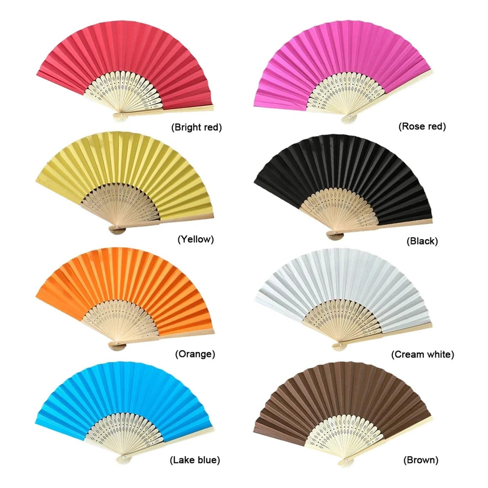 Handfächer aus Papier in Taschenform, faltbar, einfarbig, Gastfächer, DIY-Geschenk, Hochzeit, Geburtstag, Sommerparty(10PCS Black)