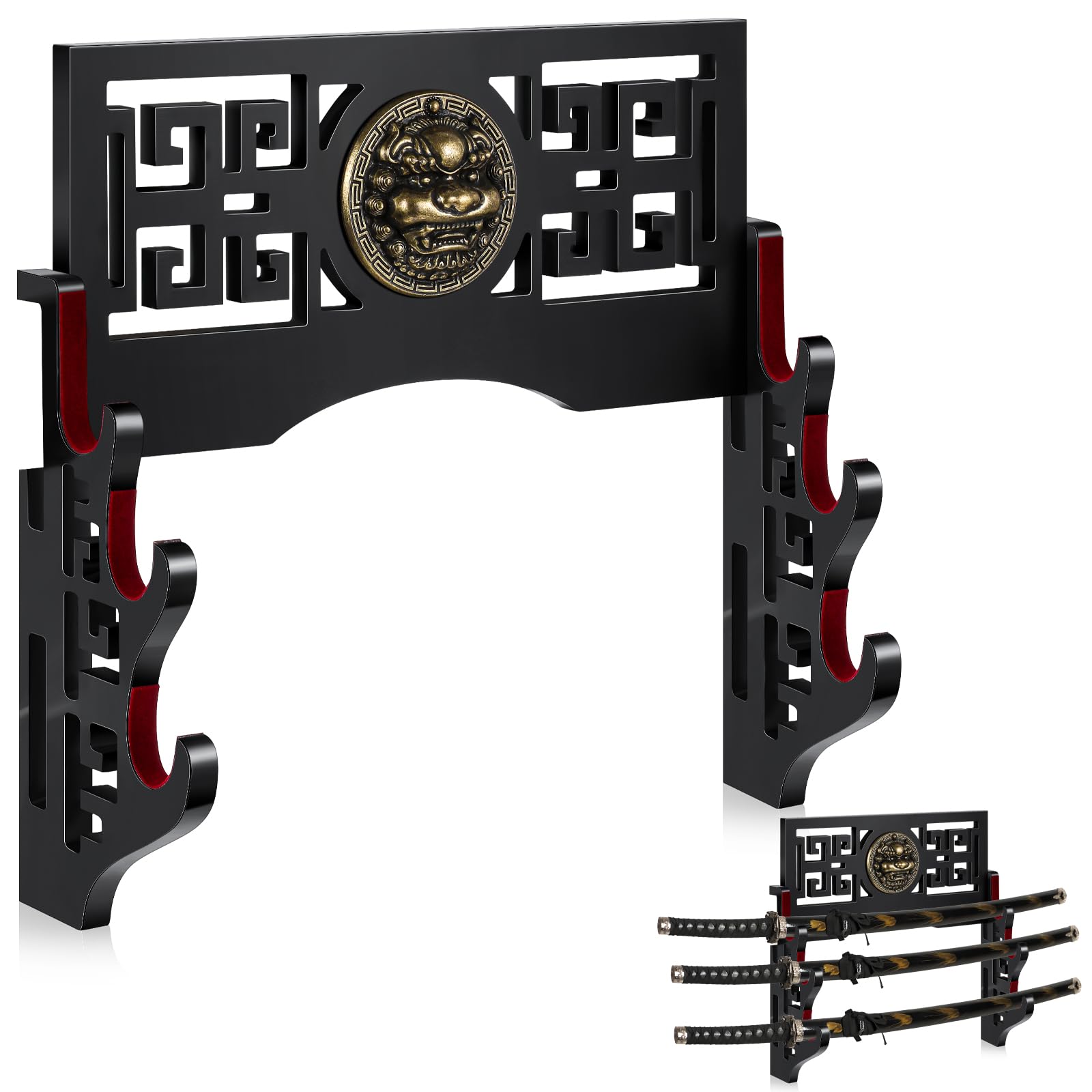 Barydat Katana Mount Sword Holder Stand Wall Mount Katana Samurai Sword Display Rack Hanger for Japanese Wakizashi Hobby Collection Christmas Gifts for Men(3 Tier)