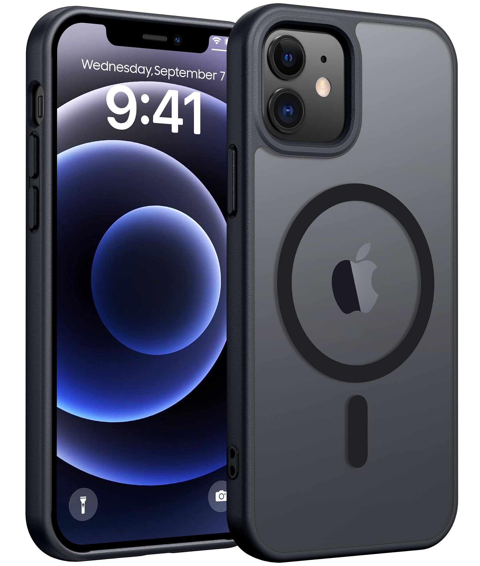 FNTCASE for iPhone 13 Mini Case: for iPhone 12 Mini Case [Compatible with Magsafe] Translucent Matte Magnetic Phone Cover - Military Grade Drop Protection Shockproof Protective Cases - Black