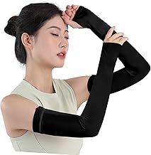 Eadali Arm Cover, Adjustable, Cooling Sensation, UV Protection, UPF 50+, Extended, 19.7 inches (50 cm), Long Length, Finger Strap, Sweat Absorbent, Quick Drying, Slip Prevention, Women's, Men's, Sun