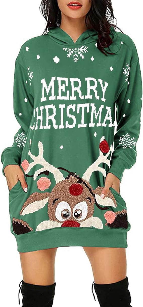 Christmas hoodie dress Clearance