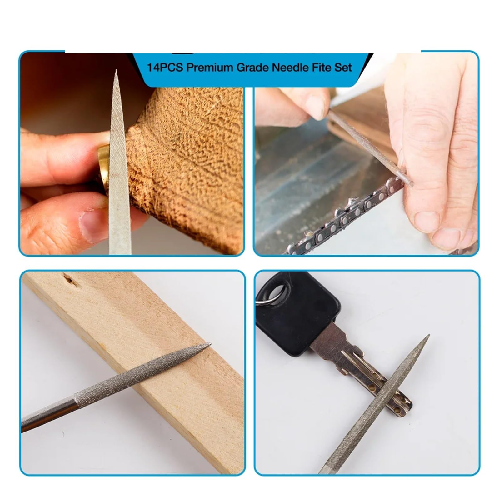 13-teiliges multifunktionales Stahl-Metall-Raspel-Nadelfeilen-Set, Metallbearbeitungswerkzeuge, Diamantfeilen, Stahl, Holz, Schmuck, Polieren, Schleifen
