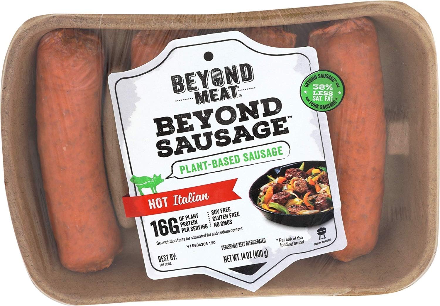 Beyond Sausage Plant Based Hot Italian Sausage,, 14 Oz (pack Of 8)