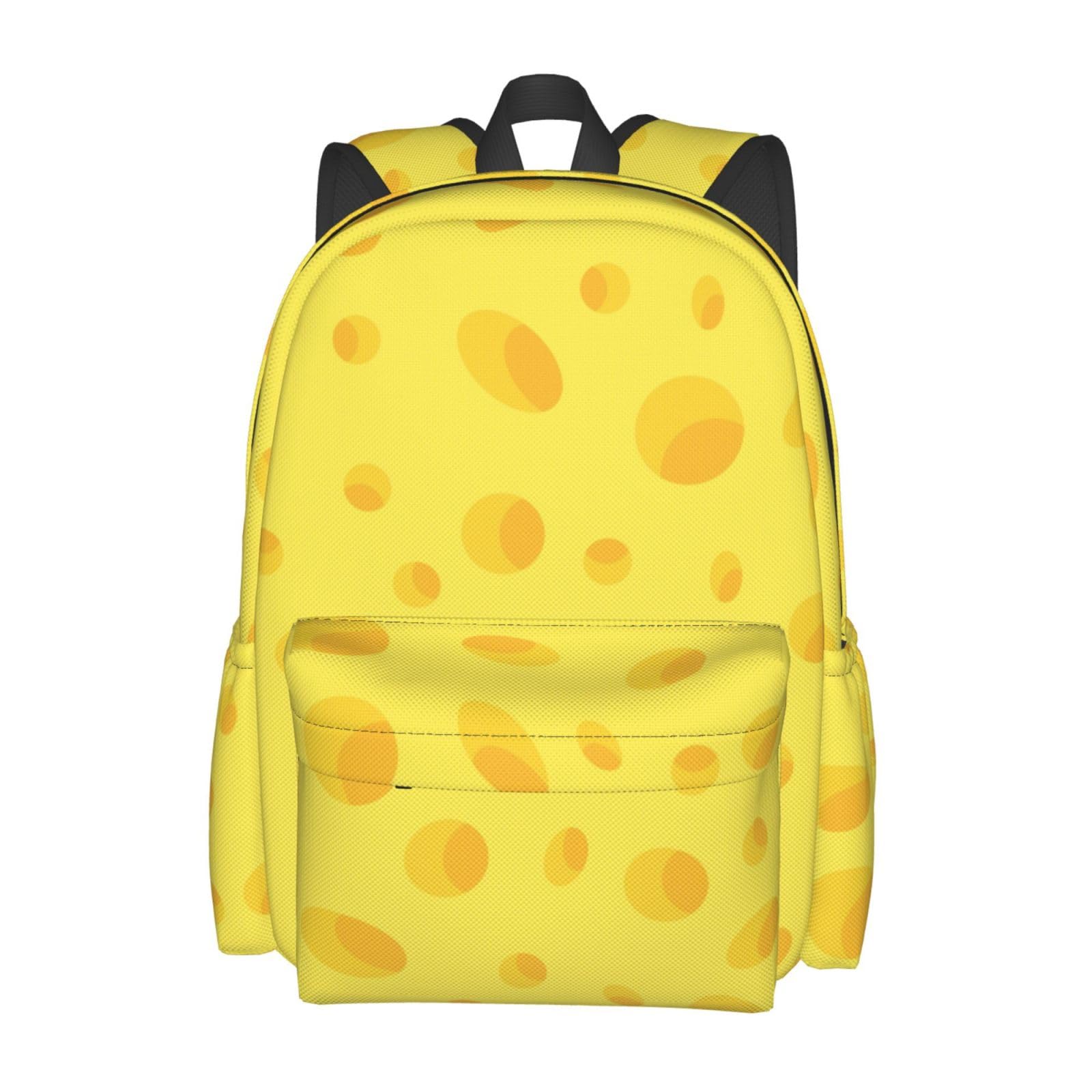 Yellow Cheese Pattern Backpack Casual Large Capacity Daypack Lightweight Travel Backpack For Men Women