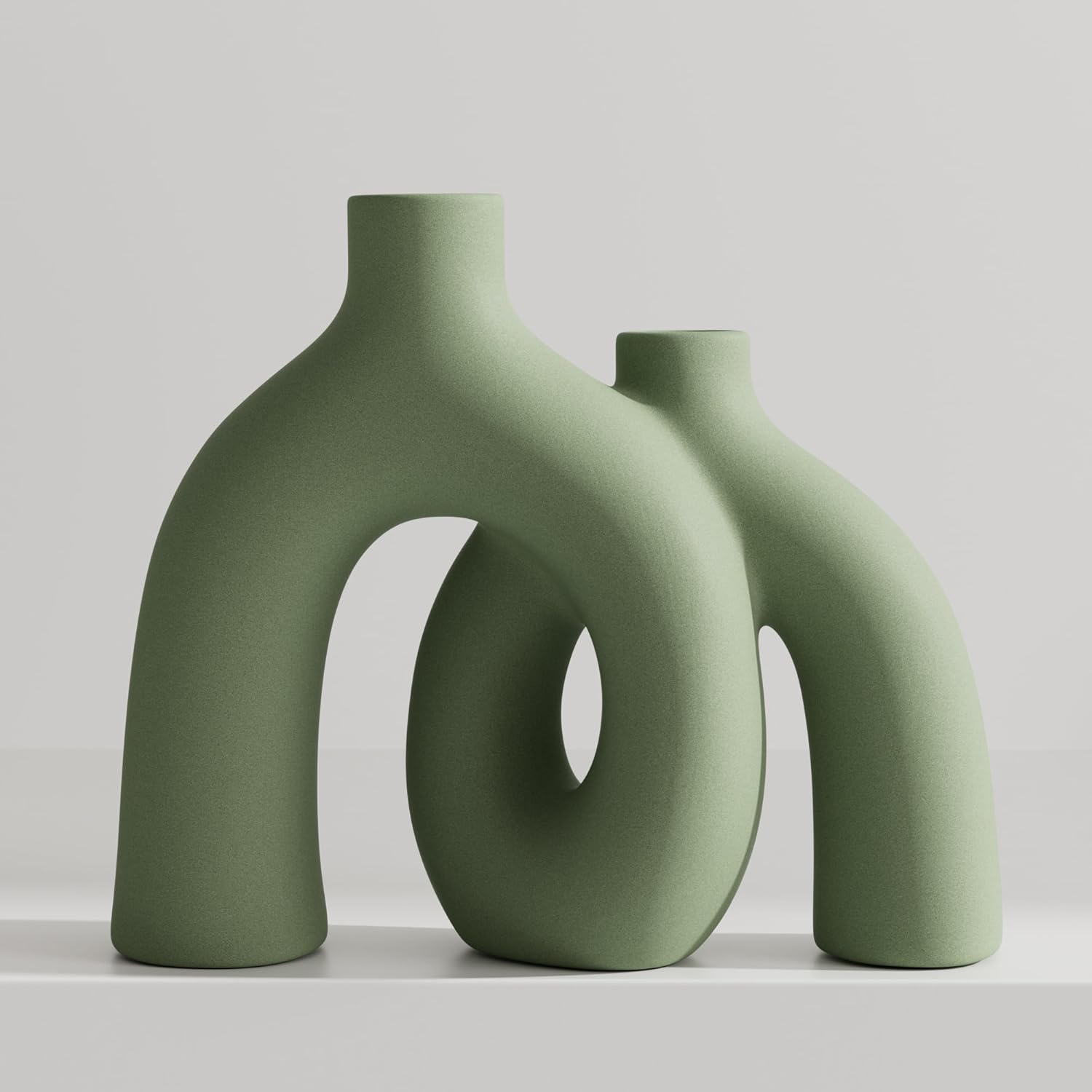 Hug Donut Decorative Vase Set – Sage Green Modern Nordic Boho Style Vases Home Decor,Matte Ceramic Decorations for Living Room Shelf, Bookshelf Mantle Entryway Table or Console Décor(Green) Hug Donut Decorative Vase Set – Sage Green Modern Nordic Boho Style Vases Home Decor,Matte Ceramic Decorations for Living Room Shelf, Bookshelf Mantle Entryway Table or Console Décor(Green)