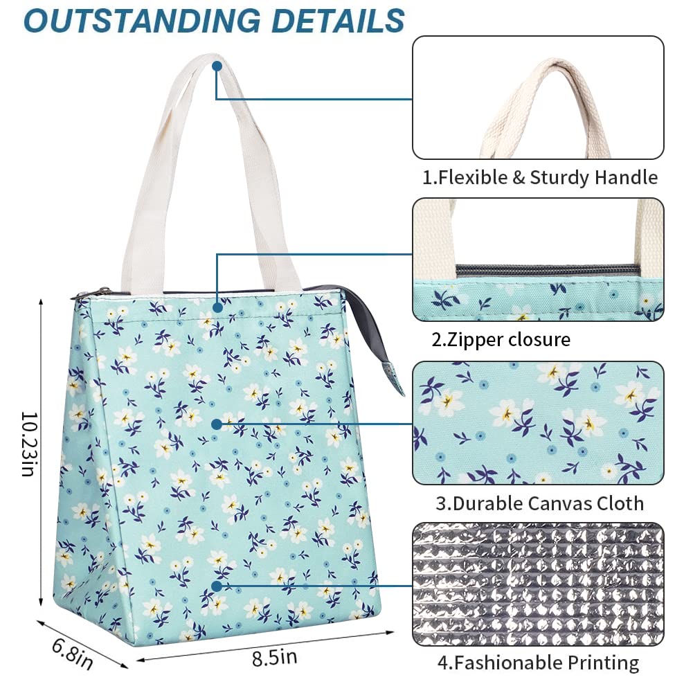 iknoe Bolsa de almuerzo aislada para mujer, bolsa de almuerzo plegable y portátil duradera de 9 L con bolsillos interiores, enfriador térmico resistente al agua para adultos