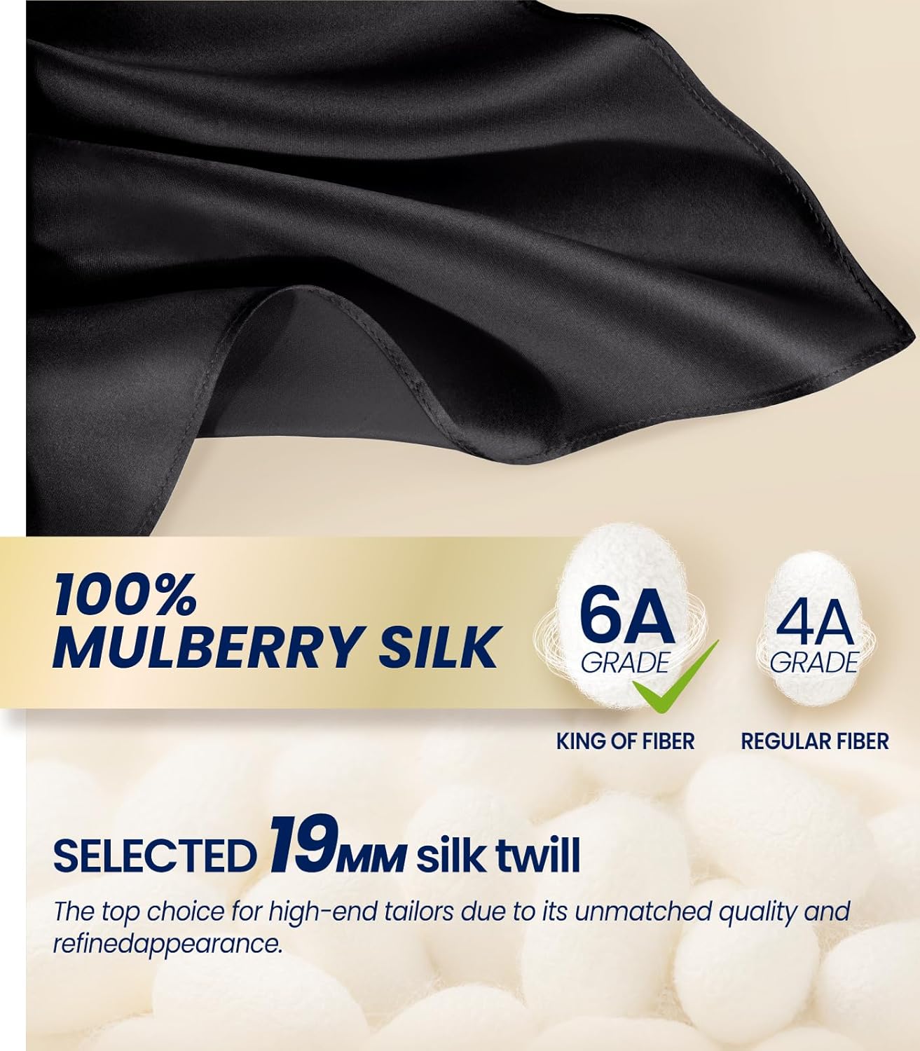 Selected Hanky 100% Pure Silk Pocket Square Solid Color - Image 2