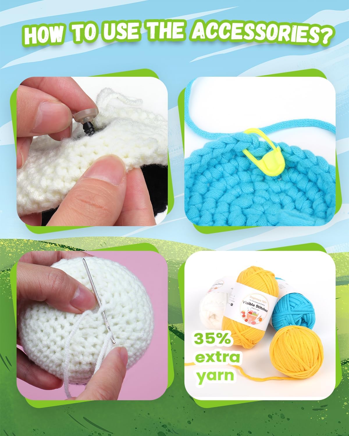 Aeelike Beginner Crochet Kit for Adults, Crochet Starter Kit with Step-by-Step Instructions and Easy See Stitches Yarn, Cute Cow Family