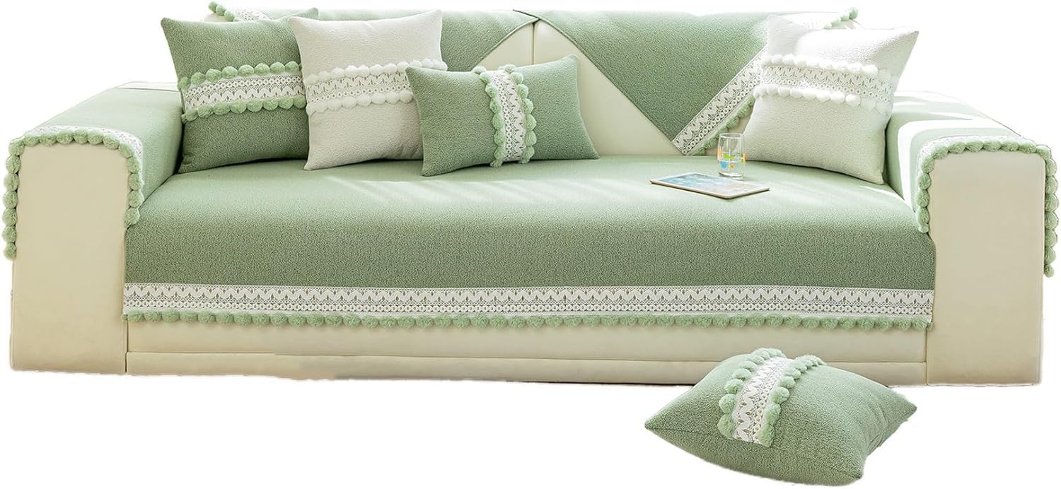 JvFbjLF Green Sofa Cushion Four-Season Universal Furniture Protector Suitable For Home Decor