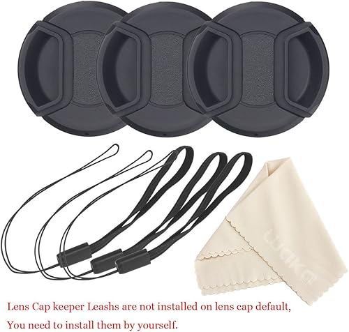 Miniatura 5 de Paquete con tapa para lente, 3 pcs tapas de lentes con enganche central y correa para tapa