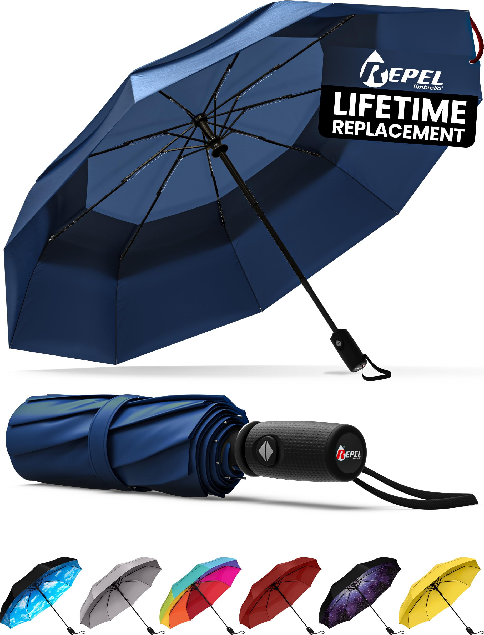 Repel UmbrellaREPEL Windproof Travel Umbrella - Compact & Withstands Winds up to 85MPH , Strongest Premium Auto Folding Umbrella for Rain and Sun - Durable, Light & Portable for Women & Men , Fits Backpack & CarsGlobal Recycled StandardGlobal Recycled StandardGlobal Recycled Standard
