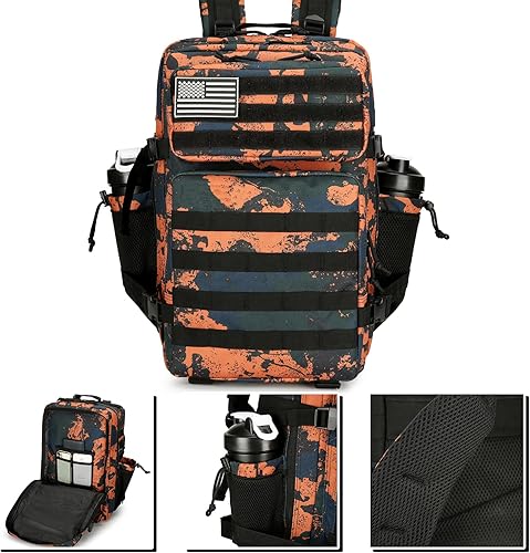 Miniatura 5 de Mochila táctica militar de 45 L para senderismo, hombres y mujeres, mochila militar Molle para camping, pesca, viajes, Marte Camo, Mochilas Daypack