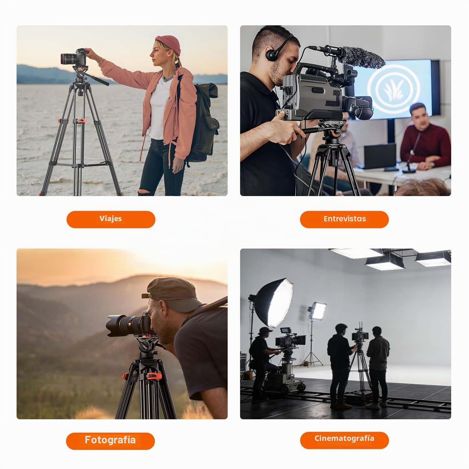 COMAN Trípode de cámara de 186cm Aluminio con cámara Tripod 360° Flexible Giro & +90°/-70° Inclinación, Trípode de vídeo Compatible con Cabezas dji RS, MAX Load 10 kg