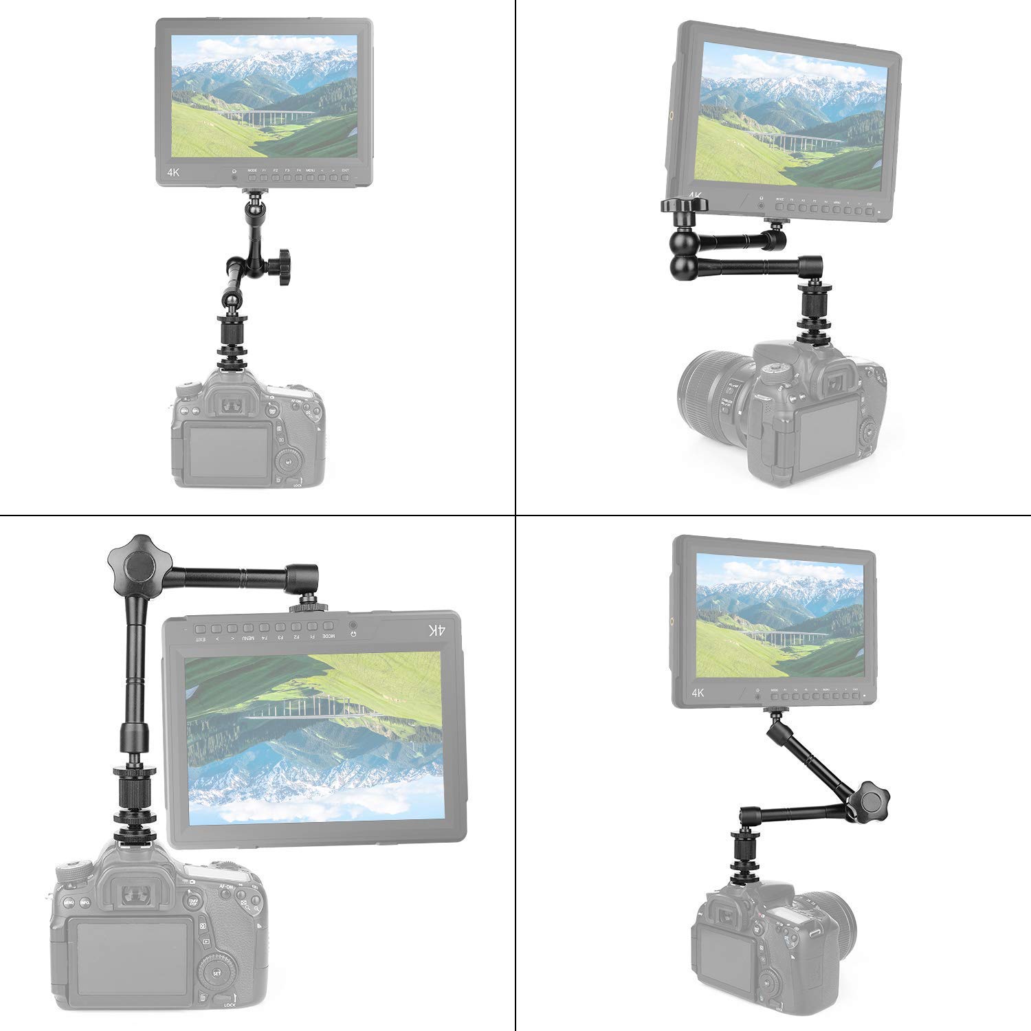 Brazo articulado mágico Arm11 fricción con zapata de montaje y tornillo de trípode 1/4 para cámara DSLR monitor LED LCD luces DV monitor flash luces micrófono