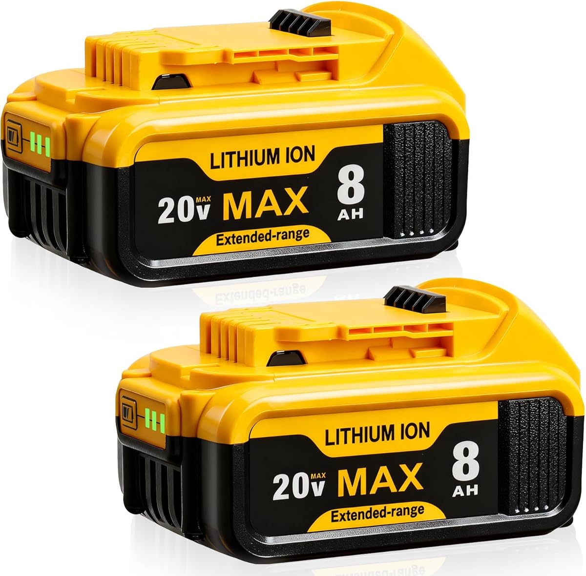 2Pack 8000mAh Replacement for Dewalt 20V MAX Battery Compatible with Dewalt 20-Volt Cordless Power Tools DCB208 DCB207 DCB206 DCB204 DCB201 DCB203 DCB181 DCB180