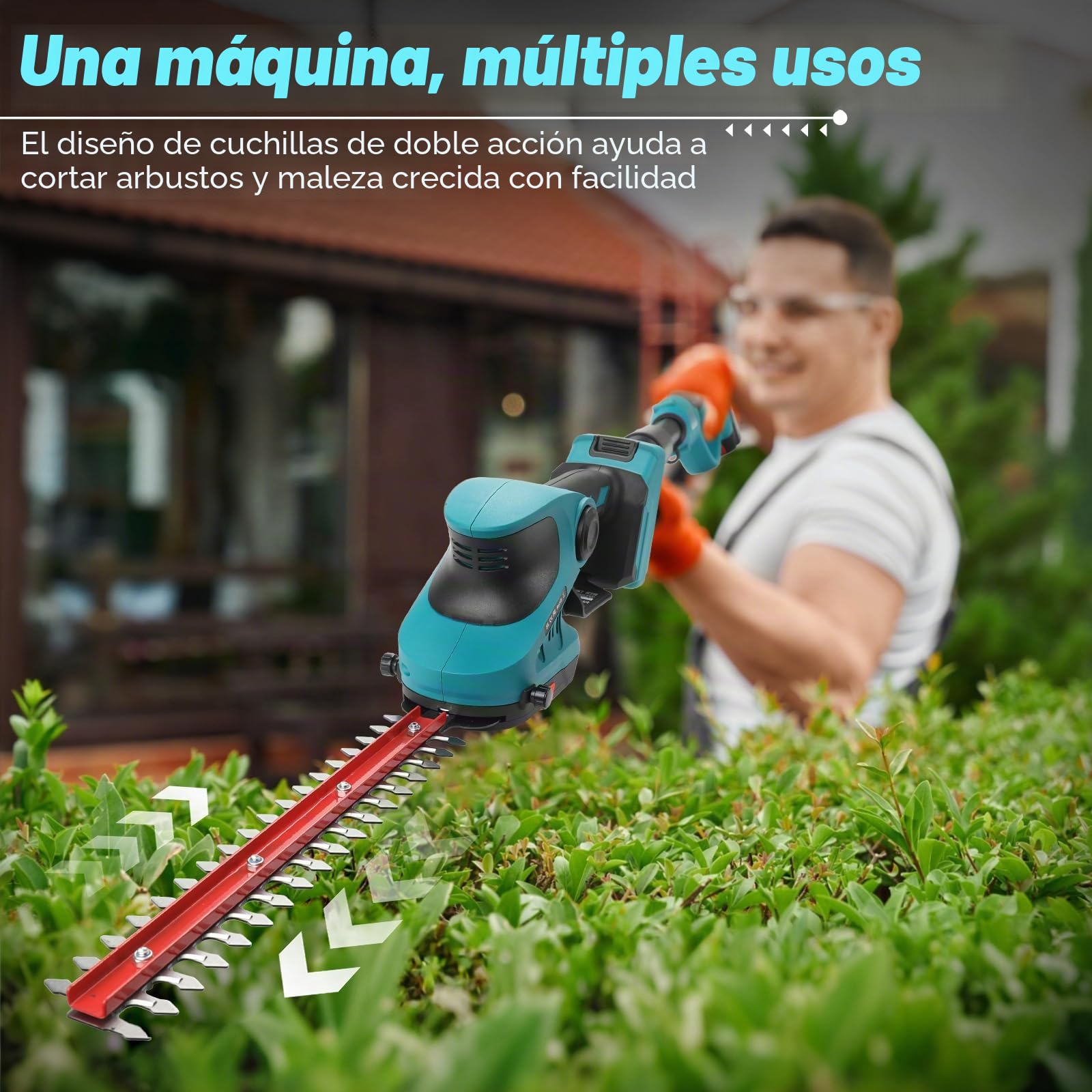 6 Zoll Mini motosierra y Cortasetos telescópicos a Batería con palo | 21 V 4000 mAh 5 en 1 podadora sobre palo con batería motosierra eléctrica telescópica Cortasetos Eléctrico de Altura