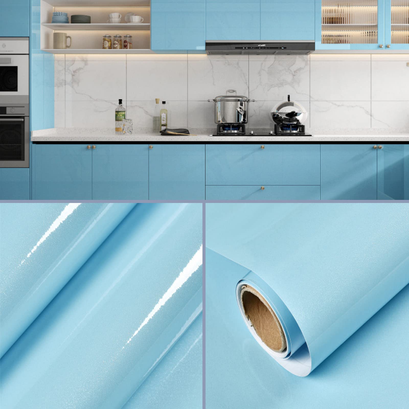 Rotolo di carta da parati autoadesiva effetto marmo, impermeabile, pellicola in vinile peel and stick, per cucina, bagno, piano di lavoro, tavolo, mobili, 40 x 200 cm, facile da applicare e durevole