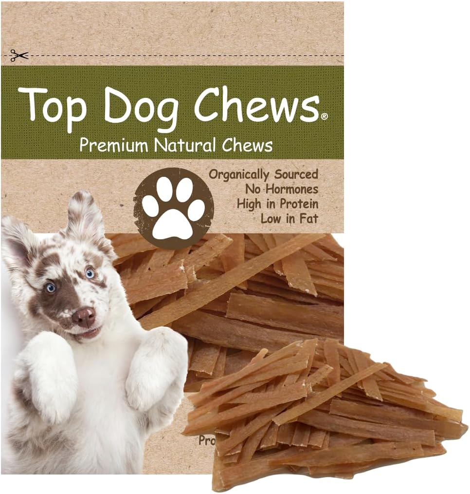 Top Dog Chews - Flat Turkey Tendons for Dogs, 1LB / 16 OZ, Made in The USA, 100% Natural Chew Treats for Dental Care and Stress Relief, Puppy Training Treats for All Breeds (16oz, Roasted)