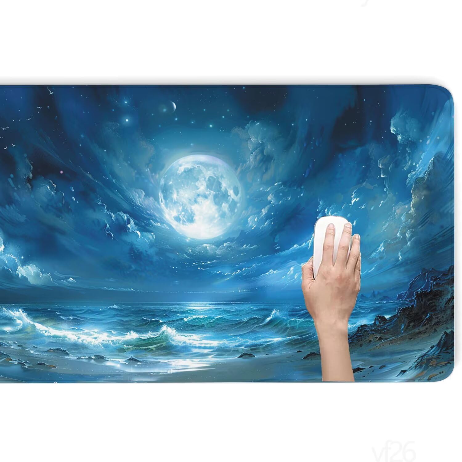 Alfombrilla Ratón azul Alfombrilla Raton 1600x800x3mm, Cielo Alfombrilla de Ratón Extendida de Gran Tamaño con Bordes Cosidos, Protector Escritorio, Antideslizante, Alfombrilla Ratón Gaming YF-26