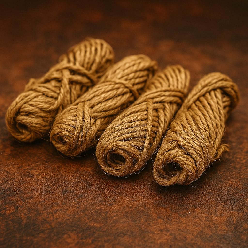 Vemlons Jute Cord for Craft Project/Natural Jute Rope/Jutes Twisted Cord for Art and Craft 2 ply 2 mm (17 m Set of 4 Piece)-Brown