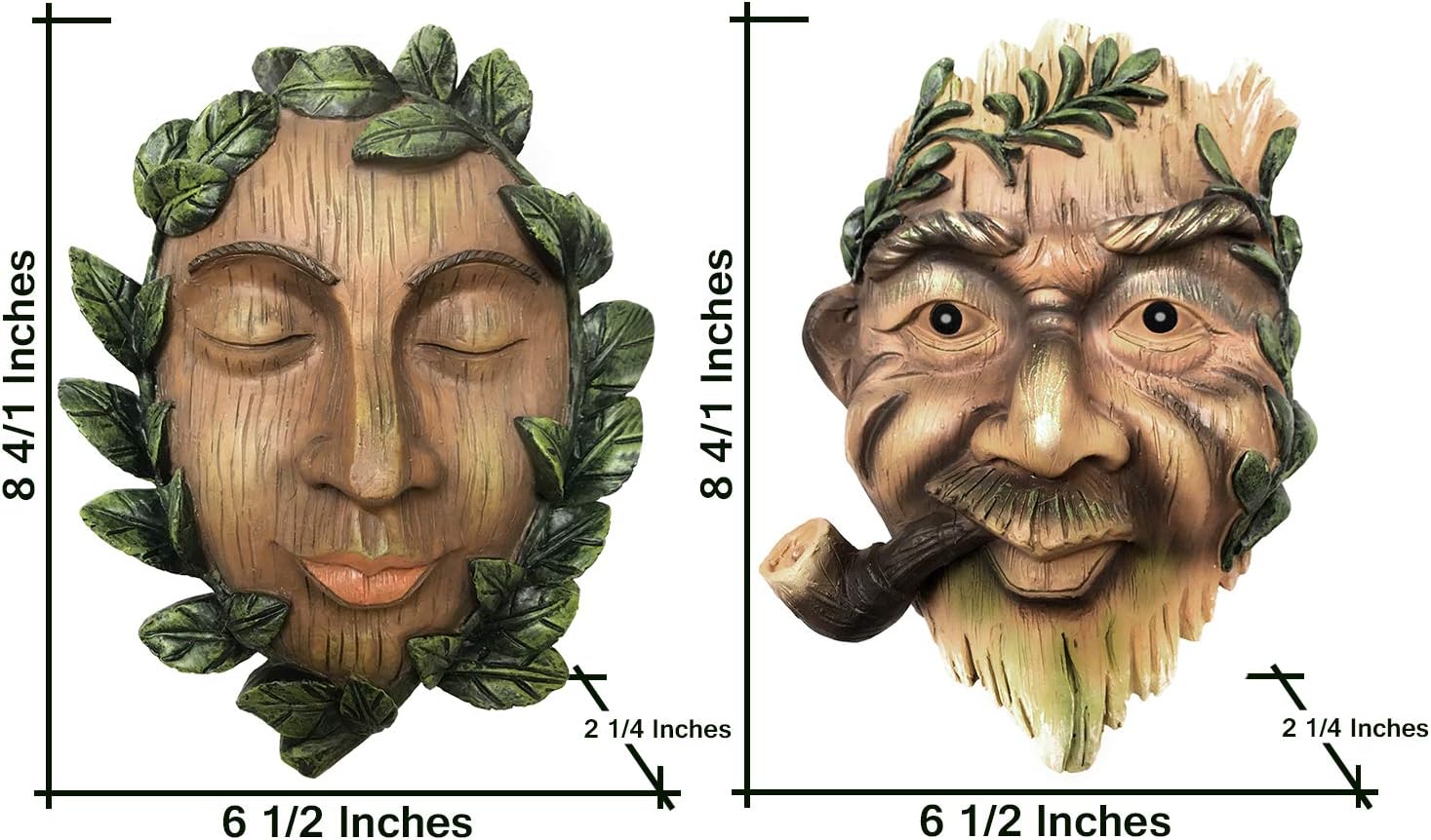 CTD Store Vineyard Tree Face Couples, A Set of 2 Fun Outdoor Garden Decor
