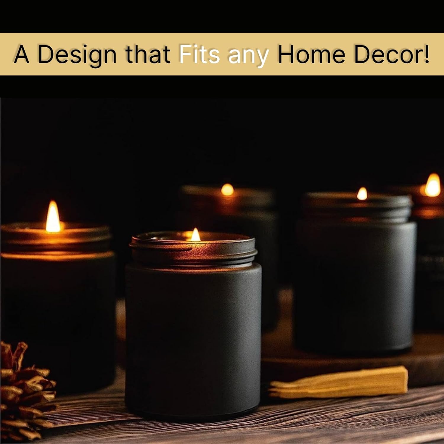 Matte Black Candle Jars 8 oz, 12 Pack - Glass Screw Top Candle Vessels with Lids - Bulk Empty Containers for Candle Making, DIY Candles and Home Decor