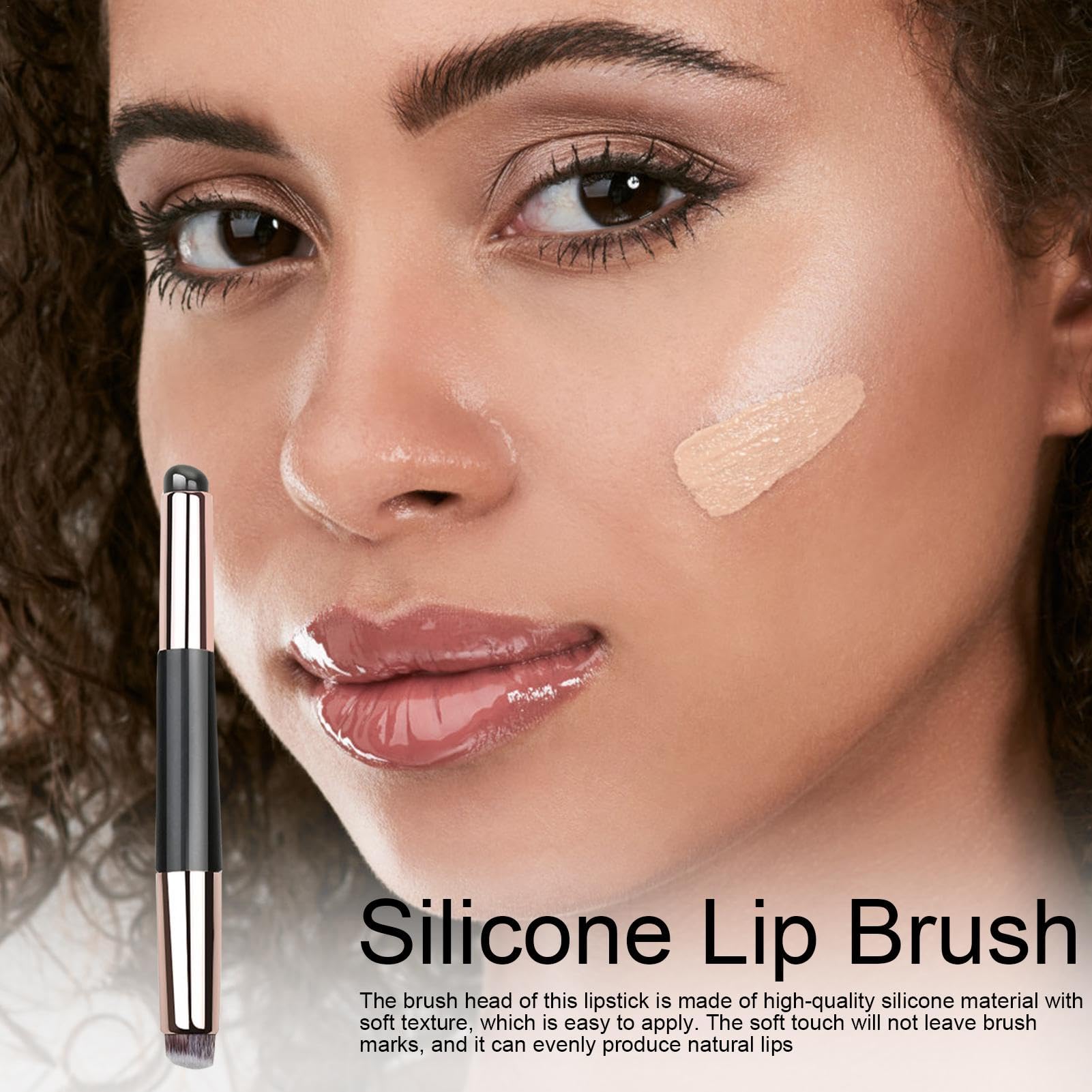 Pennello per trucco in silicone, applicatore per rossetto - Pennello per olio labbra portatile testa tonda | Pennello multiuso per olio labbra in silicone con coperchio, applicatore per trucco dop