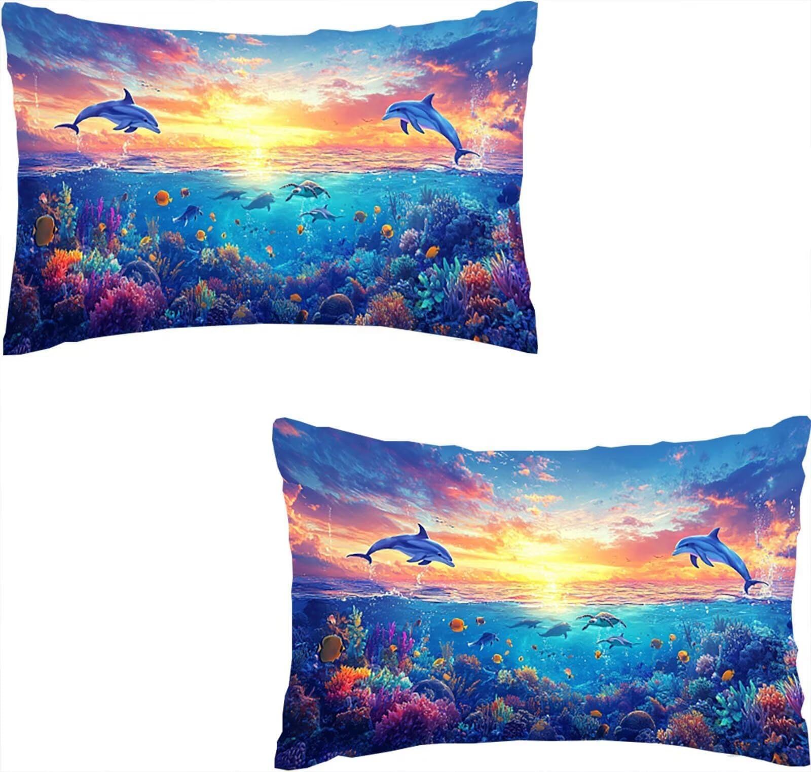 Housse de coussin faux lin 50x70 cm lot de 2 bleu océan déco salon