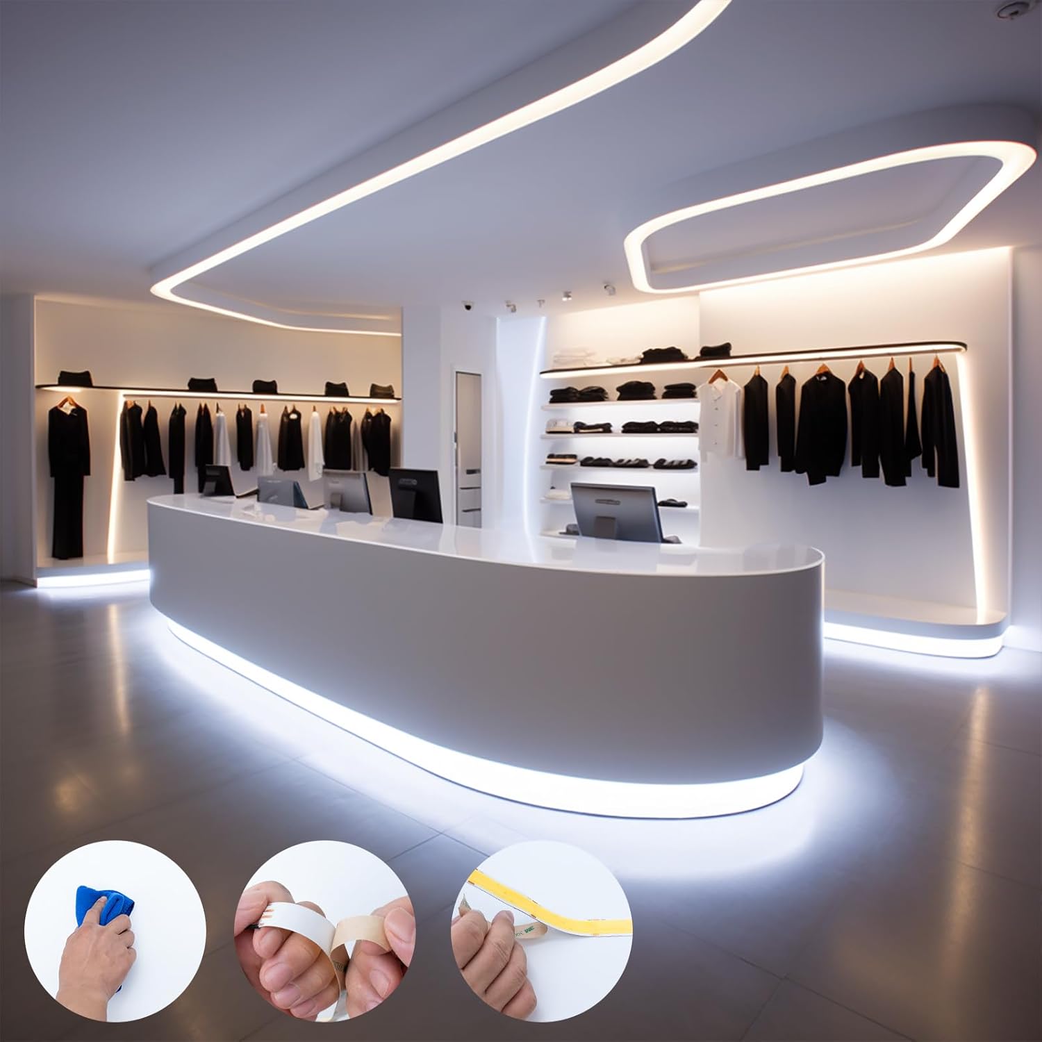 24V 15MM Wide COB LED Strip Light 32.8ft (2 Rolls of 16.4ft), 4000K Natural White Super Bright 25W/M 2750LM/M CRI 92 LED Tape Lights with Power Supply for Living Room Commercial