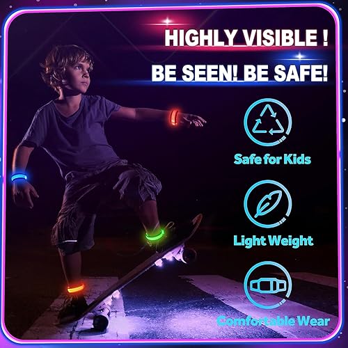 Miniatura 6 de GIFTINBOX 126 pulseras con luz LED para niños y adultos, muñequeras de brazo intermitentes que brillan en la oscuridad, suministros de fiesta para