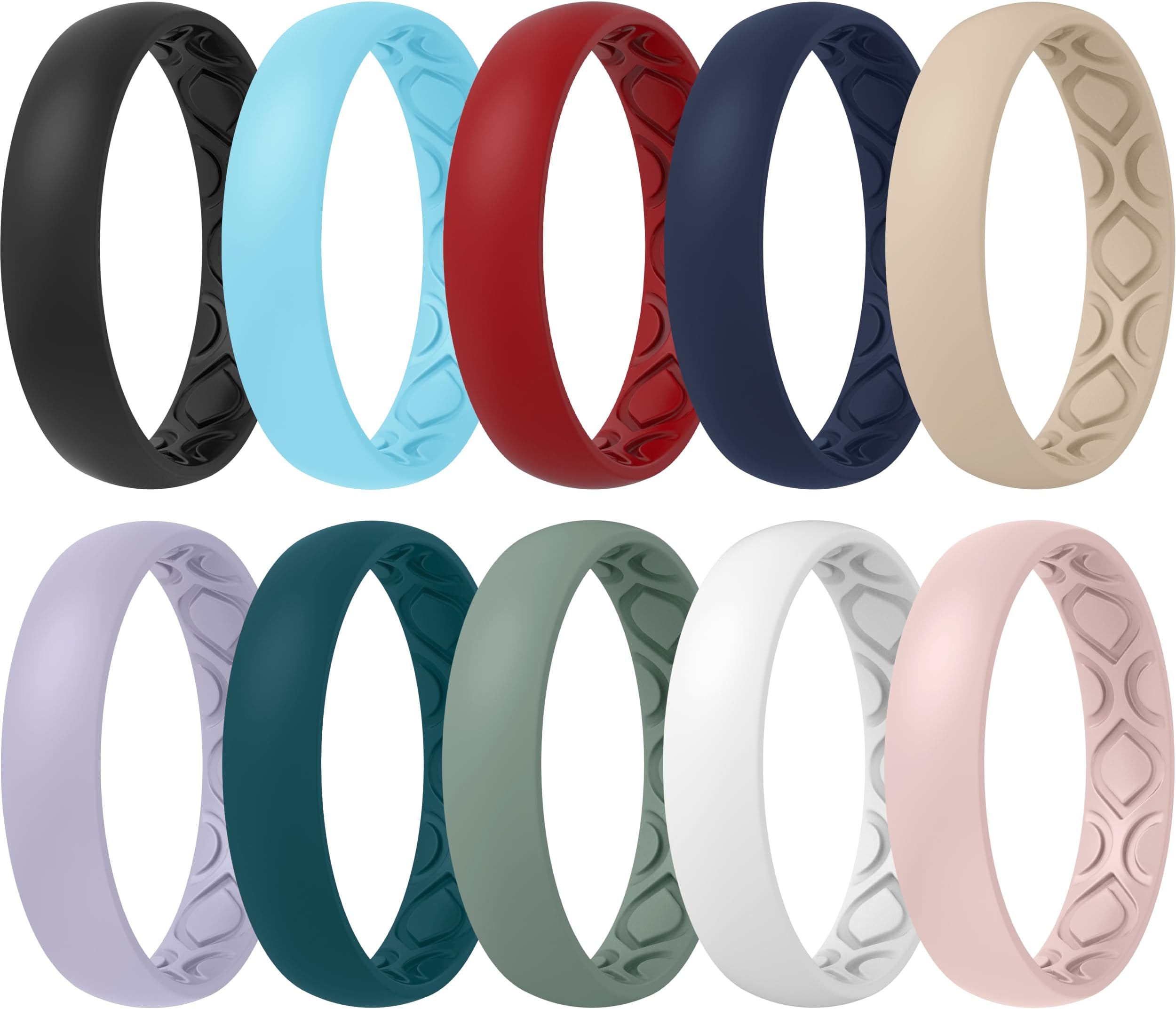 ThunderFitWomen Breathable Eternity Pattern Silicone Wedding Ring Wedding Bands Anniversary Rings 4mm Width - 1.5mm Thickness - 12 rings / 8 Rings / 4 Rings / 1 Ring