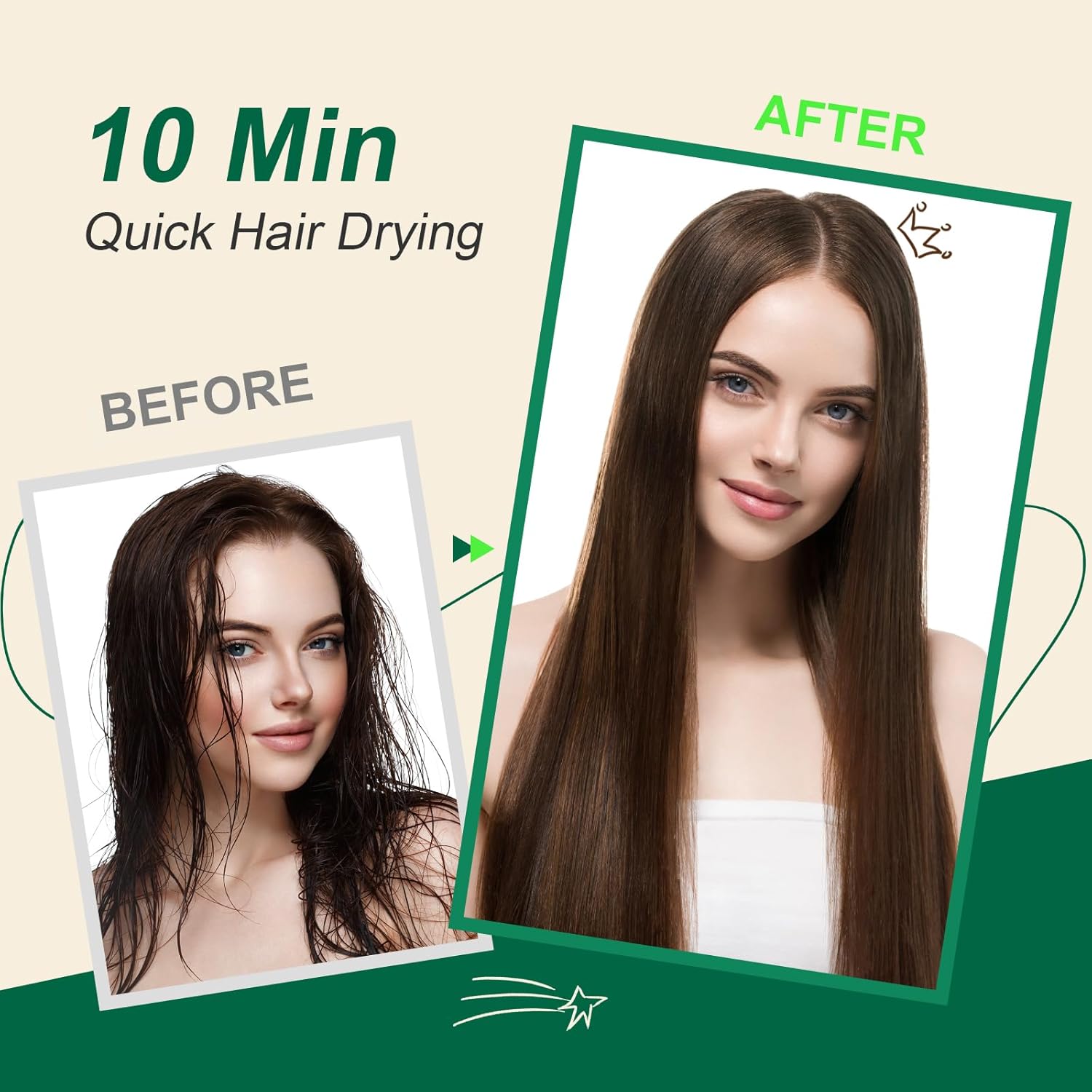 Dual Voltage Travel Hair Dryer Brush Mini Hot Air Hair Styling Tool, 110-240V European Oval Shape Jet Brush, 2 Inch Lightweight Design & Universal Plug, Easy Pack Worldwide