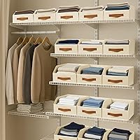 Vista 6 de Contenedores de almacenamiento de tela para organizar, paquete de 6 cajas de almacenamiento grandes trapezoidales plegables con asa frontal