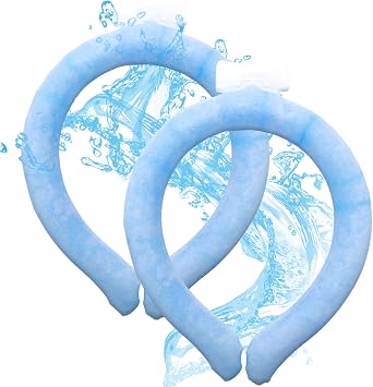 Neck Cooling Tube, Reusable Wearable Cooling Neck Wraps for Summer Heat, Cooling Starts at 28C, Relief for Hot Flashes and Fever Smart ice Neckband for All Sports Outdoor Activities 2 Blue, M