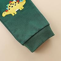 Vista 5 de GFQLONG Paquete de 3 pantalones deportivos elásticos con cordón para bebé, de algodón, dinosaurio, con bolsillos