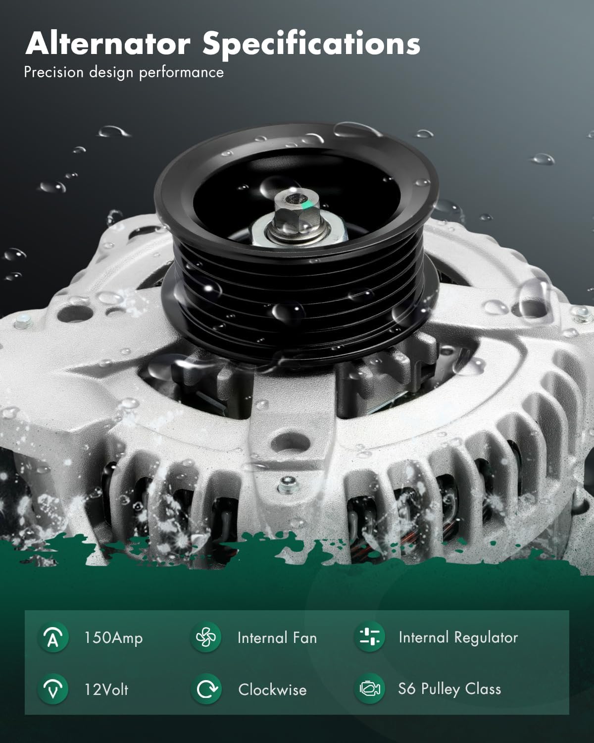 SCITOO New Alternator Fits for Lexus for GX470 4.7L 2003-2007,for Toyota for 4Runner 4.7L 2003 2004 2005 2006 2007 12V 150Amp CW S6 Pulley Class High Output Alternator 104210-3440 13983