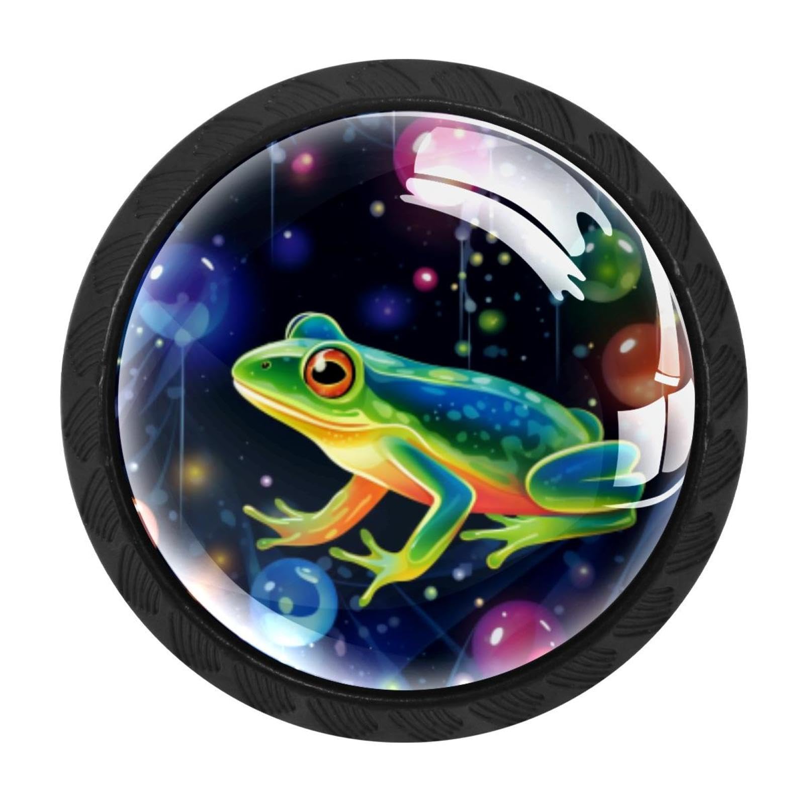 Chenzzzz Multicolored 04 4 Pack Cabinet Knobs Black Drawer Knobs Round Kitchen Cabinet Knobs Starry Frog Cabinet Handles Hardware Dresser Knobs And Pulls For Bathroom Cabinets