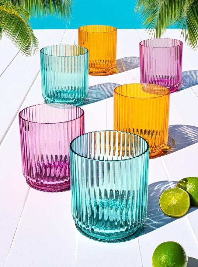Vasos de Acrílico Mesa - Colores Variados - 15 oz - Juego de 6 miniatura 2